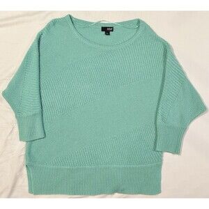 A.N.A A New Approach Womens L Batwing Sleeve Teal Turquoise Knit Sweater Ex Cond